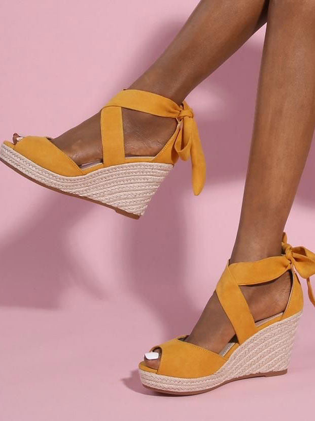 Malucca - Espadrillos med hæl og bindebånd